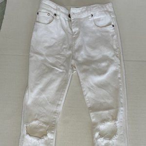 Tobi White Jeans with Knee Rips Size 26